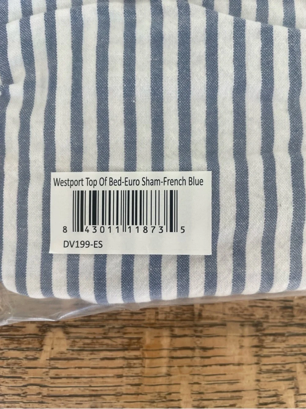 Serena & Lily Blue and White Striped Embroidered Cotton Duvet Set